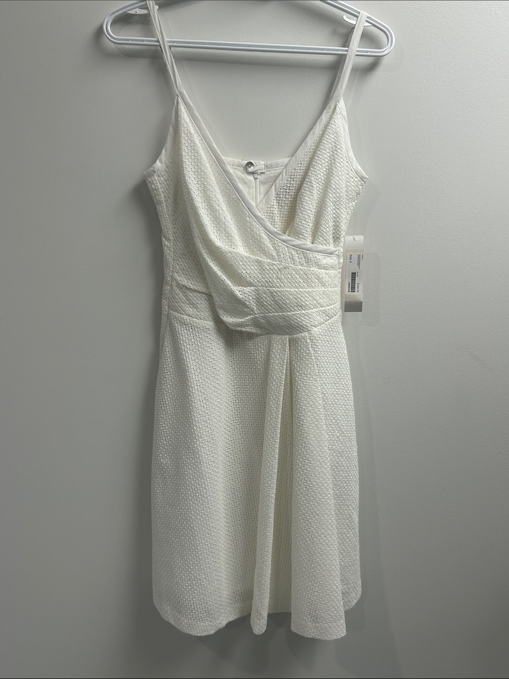 Sweet Chemise Ivory Textured Faux-Wrap Mini Dress